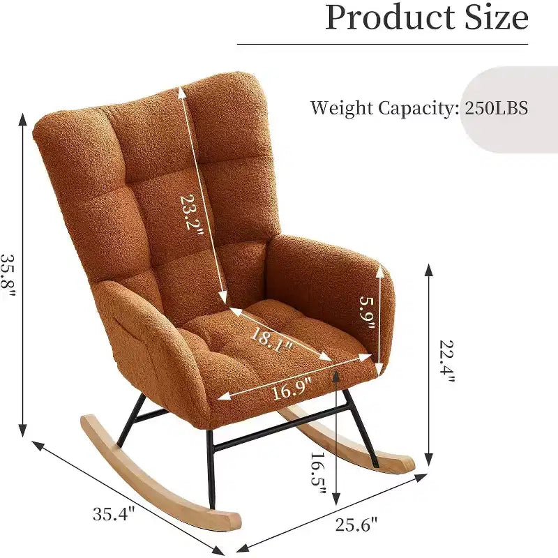 Fauteuil à bascule pour la nurserie, fauteuil à bascule de salon pour l'allaitement, fauteuils rembourrés confortables avec dossier haut, fauteuil