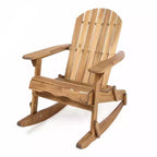 Okak Rustic Adirondack Rocking Chair Premium Acacia Accent Chairs,1 Pc,Outdoor Lazy Chair for Porch,Backyard&Garden,Natural