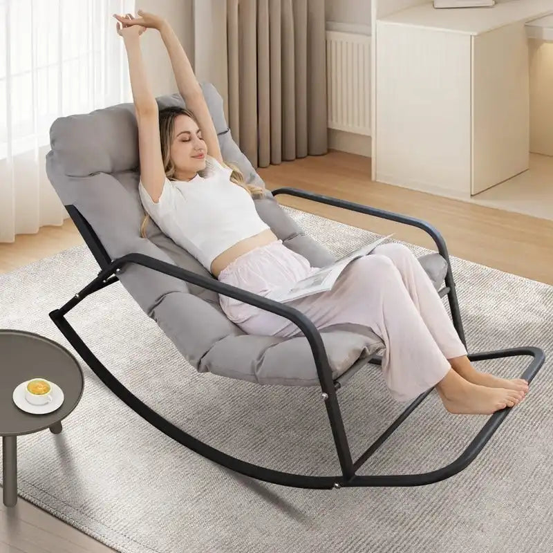 Fauteuil à bascule surdimensionné, transat d'extérieur très large de 204 kg avec coussins résistants à l'eau