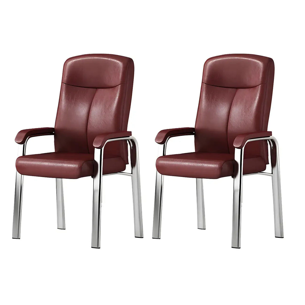 HomeyFad Modern Leather Metal 4-Leg Office Chair with Arms
