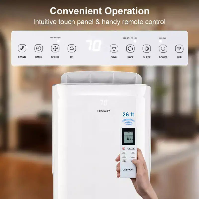 Costway 15000 BTU Inverter Portable Air Conditioner with Fan, Dehumidifier, Auto Swing