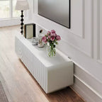 58 TV Stand with Storage Cabinet, Spiral Wave Design TV Entertainment Center with 2 Drawers