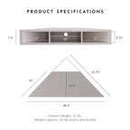 47 Corner Floating TV Stand, 3 Shelves, Transitional Style, Space-Saving Wall Mount