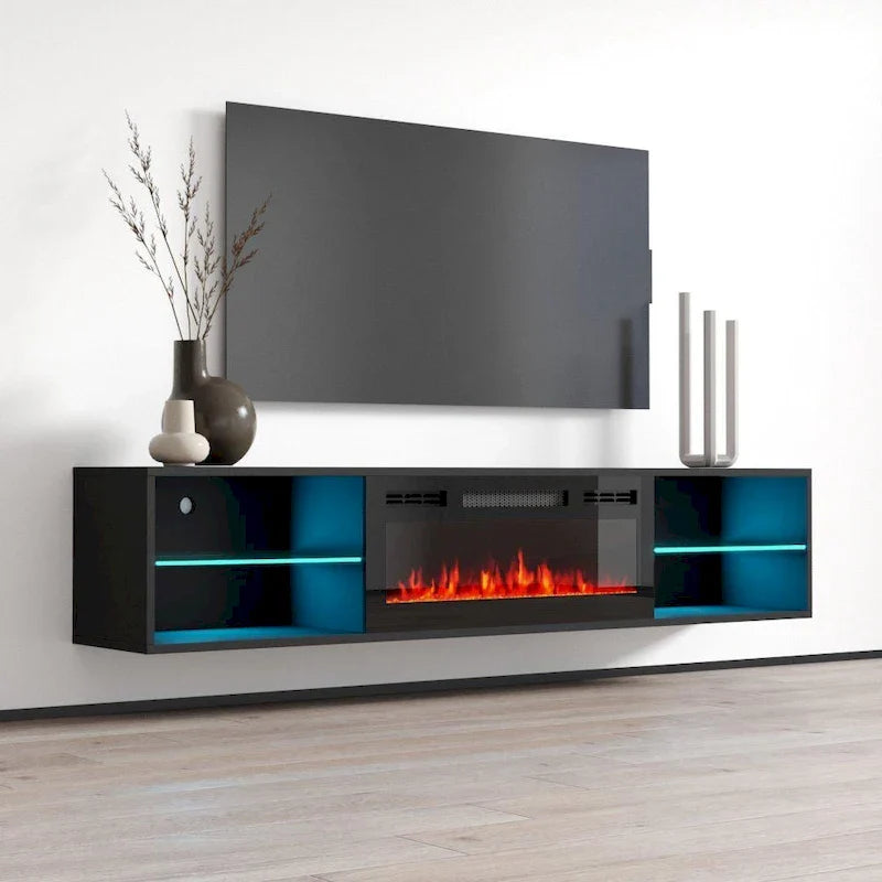 Wall Mounted Electric Fireplace 72 TV Stand
