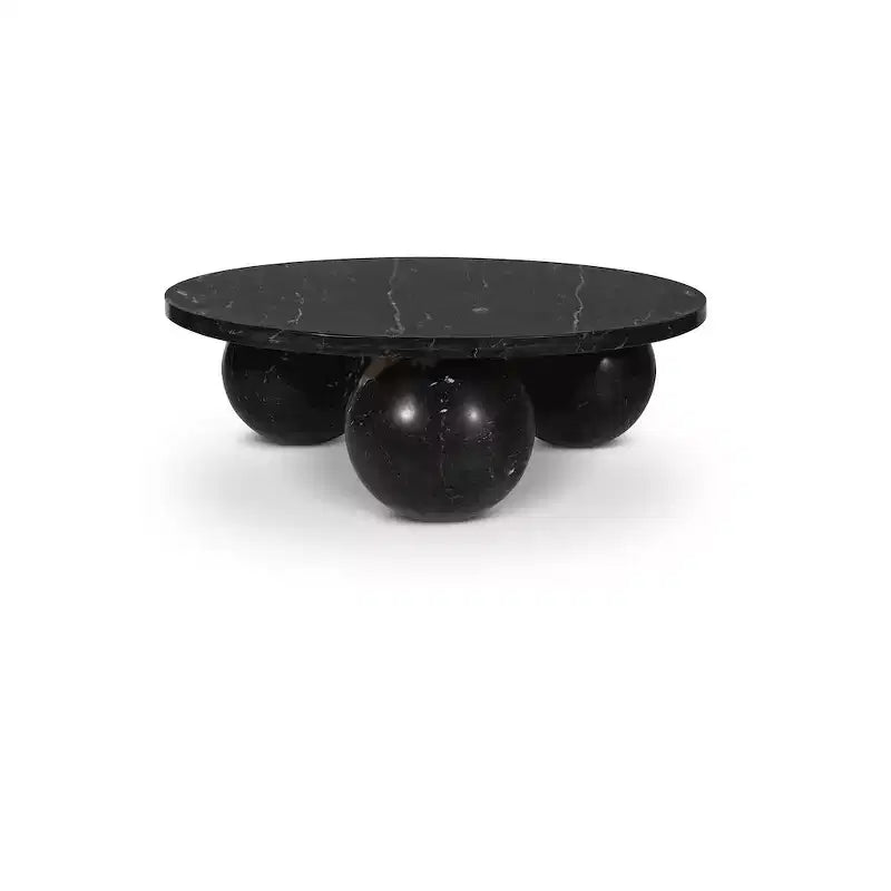 Round Marble Coffee Table with Sphere Legs, Multicolor, Seats 4–6