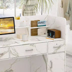 Famapy L-shaped Reception Desk Multifunctional Welcome Desk Workstation