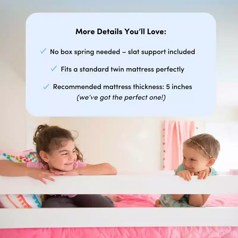 Max & Lily Bunk Bed Twin over Full Size, Solid Wood Bunk Beds with Ladder for Kids