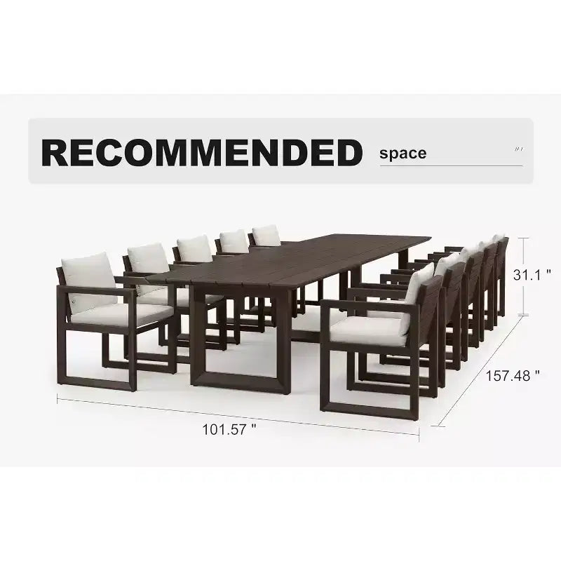 PURPLE LEAF Outdoor Dining Set Aluminum Luxury Patio Furniture Table and Chairs Set with Removable Thick Cushion