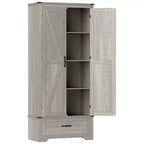 HOMCOM 72 Farmhouse Pantry Cabinet with Barn Doors, Tall Kitchen Pantry Storage Cabinet with Adjustable Shelves and Drawer