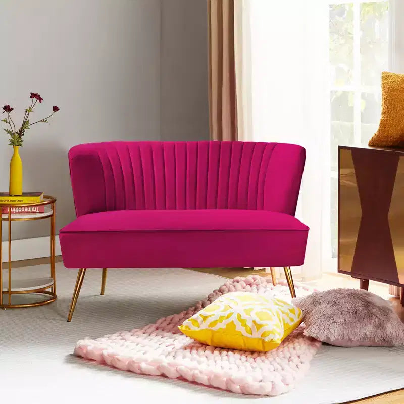 Velvet Nicolas Loveseat Chair Contemporary 2-Seater Sofa for Living Room and Bedroom Tufted Back Loveseat | Karat Home
