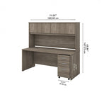 72 Office Desk with Hutch & 3-Drawer Mobile File Cabinet