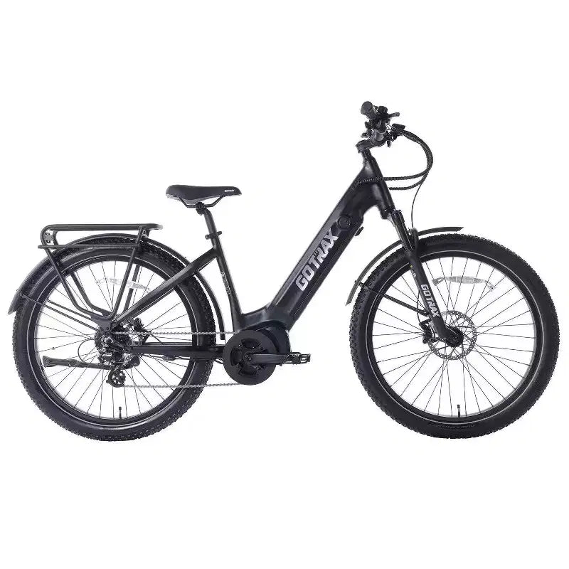 GOTRAX Adult MX1 Mid Drive 27.5 Step Through Electric Hybrid Bike - Black