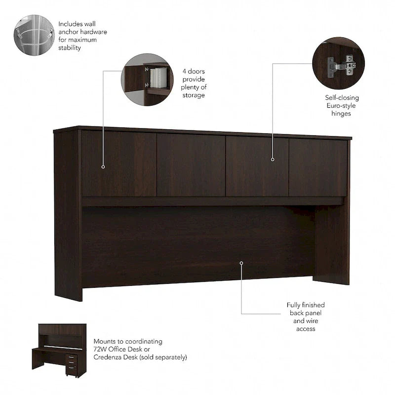 72 Office Desk with Hutch & 3-Drawer Mobile File Cabinet
