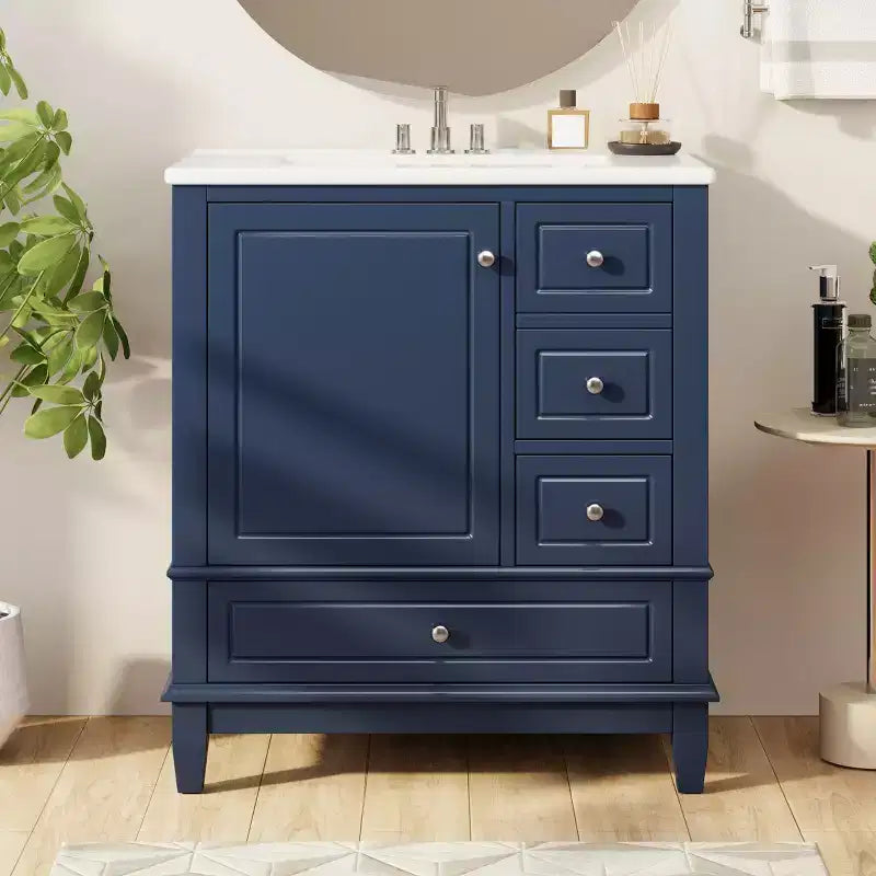 30 Bathroom Vanity Sink Combo, Bathroom storage Cabinet with Drawers and Shelf, Single Sink Bathroom Vanity