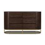 Modern 6-Drawer Dresser with Live Edge Design, Metal Base & Durable Mixed Wood Construction