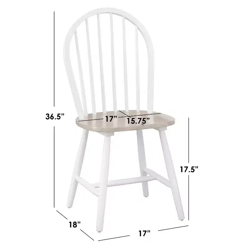 Buylateral Set of 2 Farmhouse Solid Wood Spindle Windsor Dining Chairs
