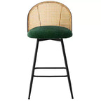 Bekrvio 26 Mid-Century Modern Swivel Bar Stools Set of 2/3/4, Boucle Upholstered Bar Chairs with Rattan Back & Metal Legs for Kitchen Counter