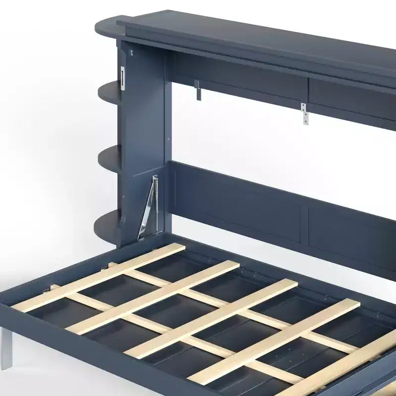 GDFStudio Rina Modern Murphy Platform Bed with Shelf, Side Cabinets and Drawers