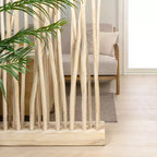 JONATHAN Y Tranquil 39W x 68H Coastal Bohemian Handcrafted Teak Branch Single Panel Room Divider