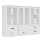 White Wood 94.5 in. Armoire with 6 Drawers and 6 Doors