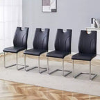Set of 4 Black PU Dining Chairs with Silver Metal Legs - Stylish & Versatile