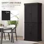 71 Kitchen Pantry Cabinet with LED Lights, 6 Door Shelves, a Drawer and 4 Adjustable Shelves