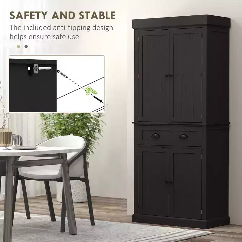 71 Kitchen Pantry Cabinet with LED Lights, 6 Door Shelves, a Drawer and 4 Adjustable Shelves