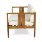 Nicholson Outdoor 4 Seater Acacia Wood Chat Set - Teak/Beige - Christopher Knight Home: Patio Conversation Set with Cushions & Coffee Table