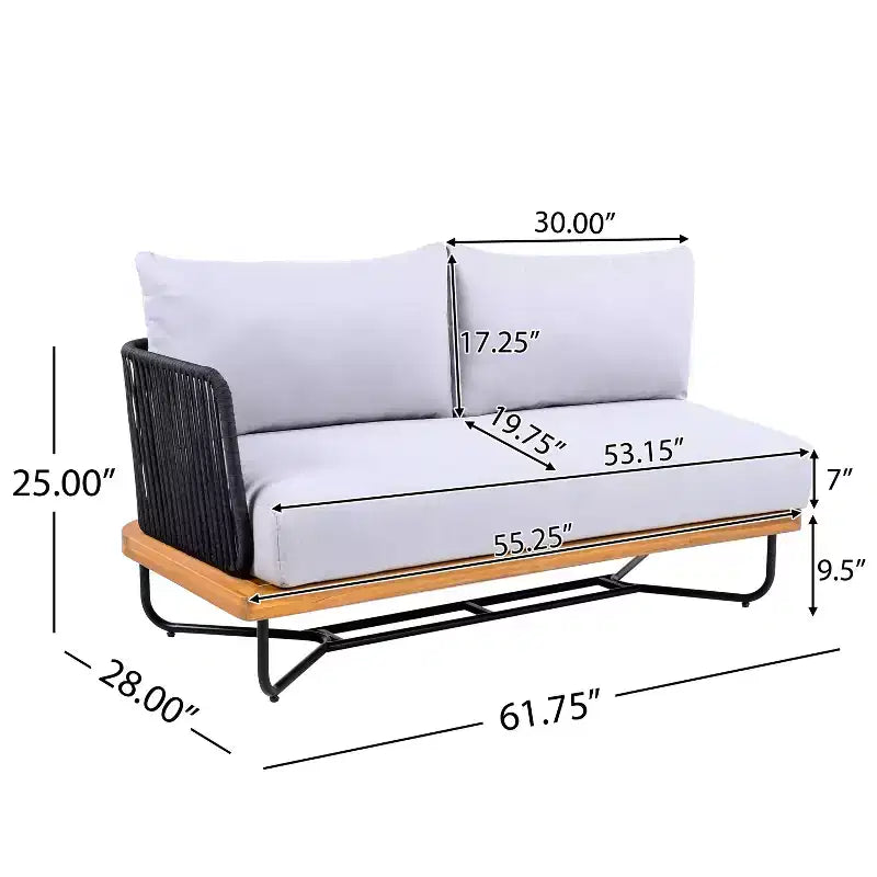 Christopher Knight Home Raphael 4 Piece Outdoor Rope and Acacia Sectional Sofa Set (Table Not Included)