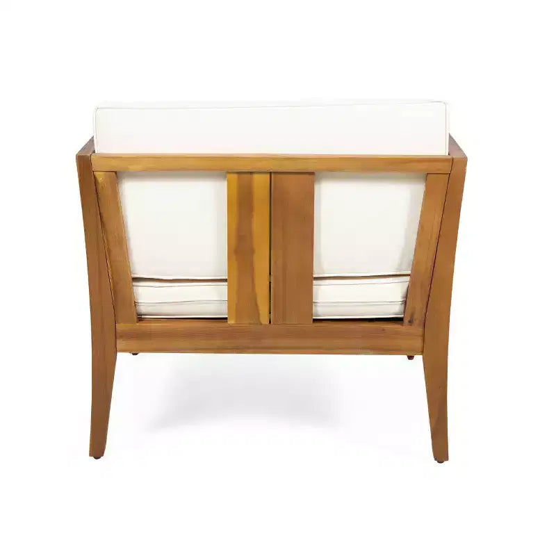 Nicholson Outdoor 4 Seater Acacia Wood Chat Set - Teak/Beige - Christopher Knight Home: Patio Conversation Set with Cushions & Coffee Table