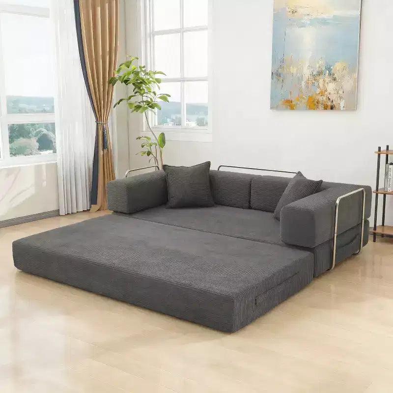 Dyonery 78Folding Sofa Bed Convertable Corduroy Couch King Size Floor Sleeper 4-in-1 DIY Combination Modular Sofa Fold Out Comfy sofa.