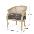 TUYOHW Modern Wood Accent Chair with Thick Upholstered Comfy Chair with Rattan Curved Backrest Lounge Armchair for Living Room, Bedroom