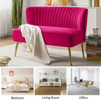 Causeuse en velours Nicolas | Canapé 2 places contemporain pour salon et chambre à coucher avec dossier capitonné | Karat Home