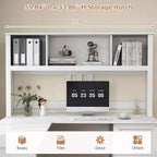 Zevemomo 60 L Shaped Desk with Hutch and Drawers, Corner Computer Desk with Open Storage Shelves,for Home Office or Bedroom, Modern white