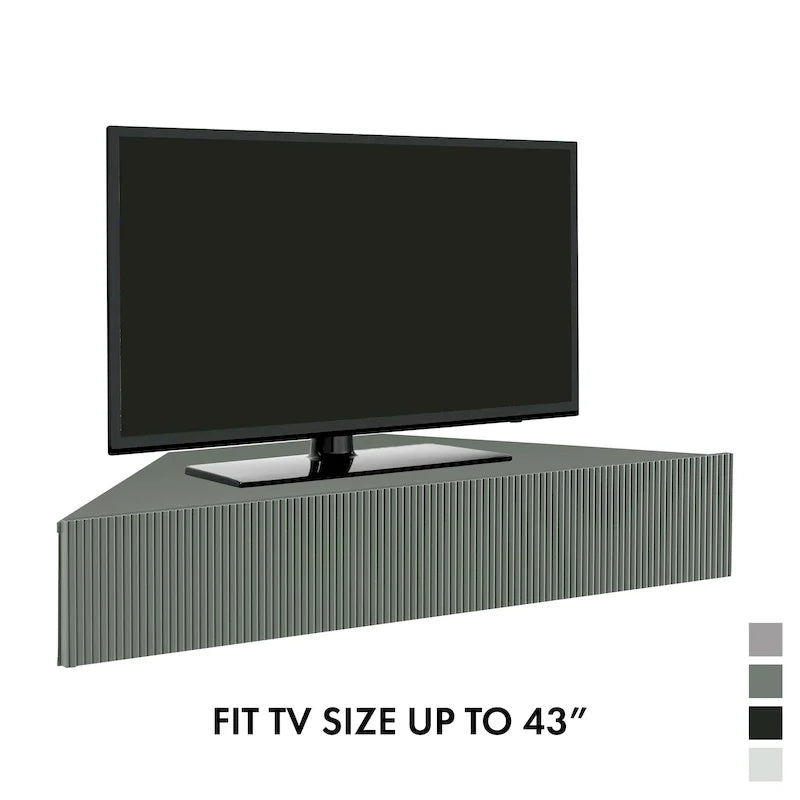 47 Corner Floating TV Stand, 3 Shelves, Transitional Style, Space-Saving Wall Mount