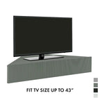47 Corner Floating TV Stand, 3 Shelves, Transitional Style, Space-Saving Wall Mount