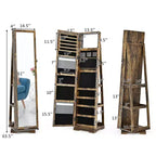 Costway Armoire à bijoux rotative à 360° 2-en-1 Organiseur miroir verrouillable Blanc/Noir/Marron foncé/Gris/Bleu/Rose/Violet/Gris foncé