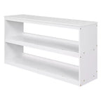 Full Size Low Loft Bed with Rolling Desk, 3 Drawers and Shelves