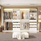 Besiost Closet System with 8 Wooden Drawers and 4 Hanging Rods