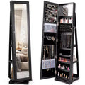 Costway Armoire à bijoux rotative à 360° 2-en-1 Organiseur miroir verrouillable Blanc/Noir/Marron foncé/Gris/Bleu/Rose/Violet/Gris foncé