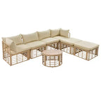 Whisen Weather-Resistant Rattan Outdoor Sectional Sofa Set Patio Couch Set with Thick Cushions and Pillows, Freely Combined Conversation Sets