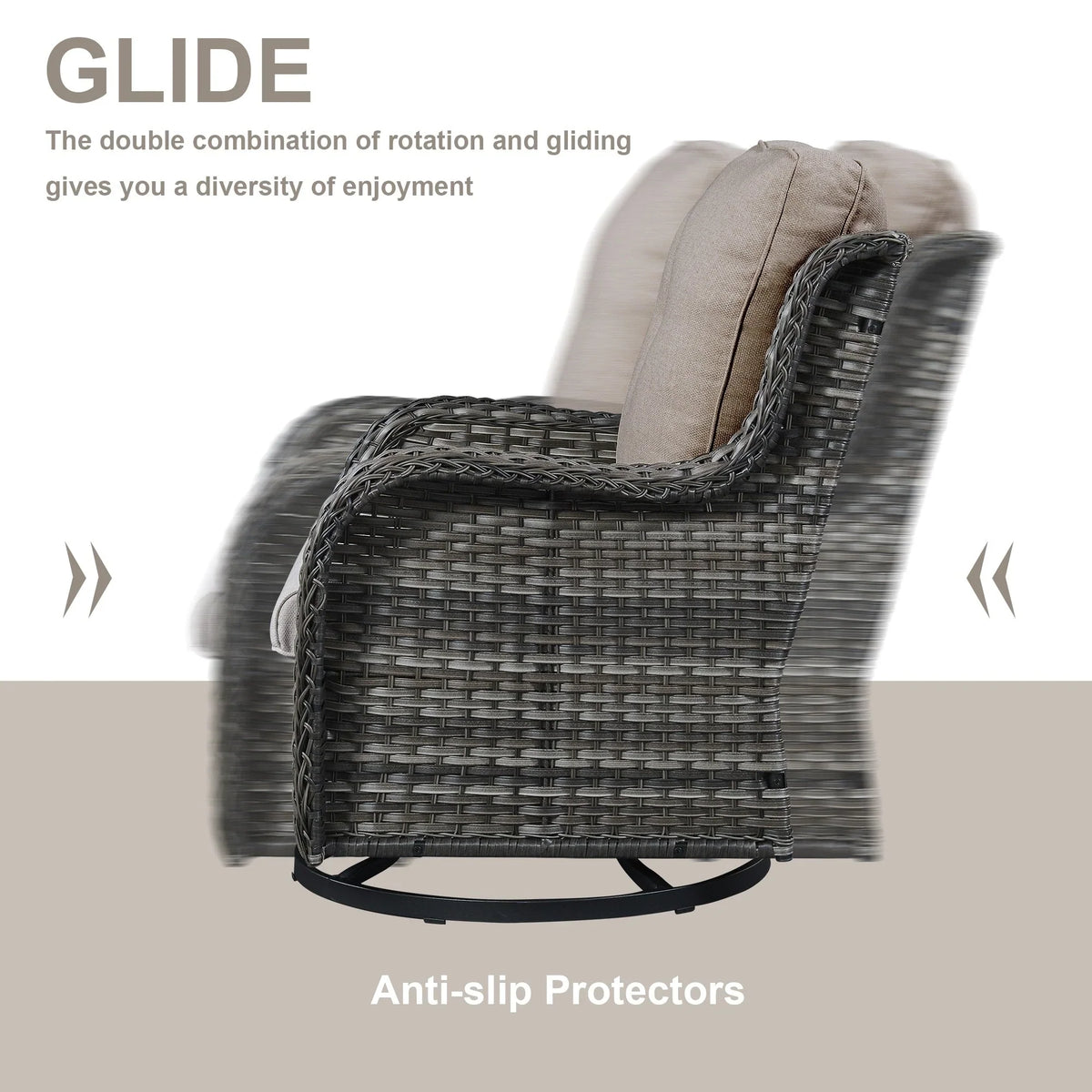 Gymojoy Outdoor Wicker Rocking Lounge Chairs with Swivel Base (Set of 2)
