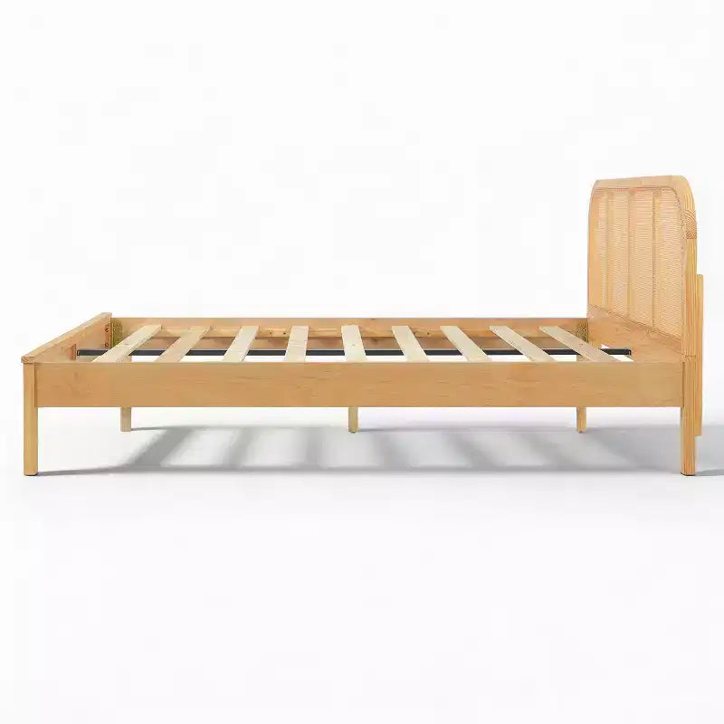 Christopher Knight Home Callahan Modern Boho Wood Platform Bed Frame with Rattan Headboard