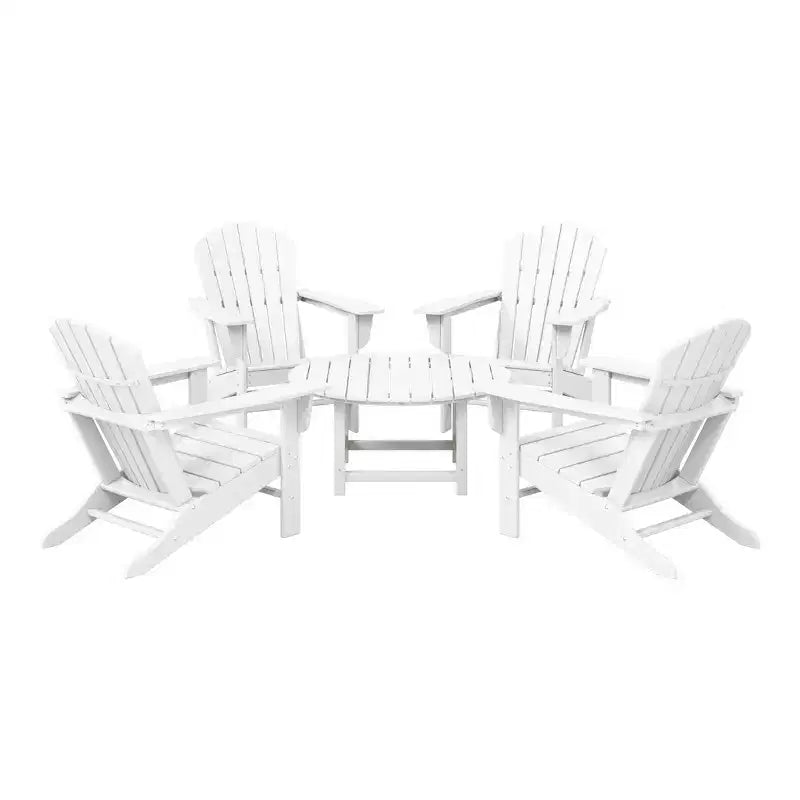 WestinTrends Dylan 5-Piece Outdoor Patio HDPE Adirondack Chair With Round Coffee Table Conversation Set