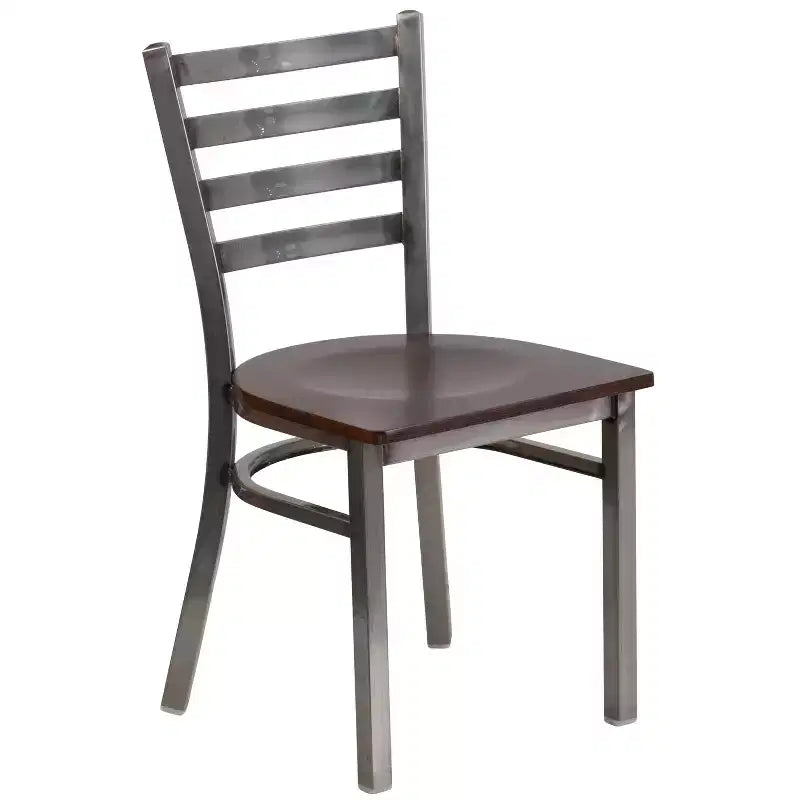 Emma and Oliver 2 Pack Clear Coated Ladder Back Metal Restaurant Chair