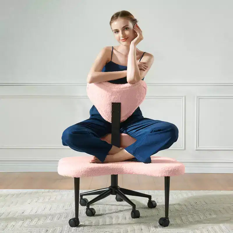 Pinmoco Ergonomic Criss Cross Office Chair, Height Adjustable Meditation Chair, 360 Swivel, Lumbar Support, Task and Office Chair, ADHD Chair