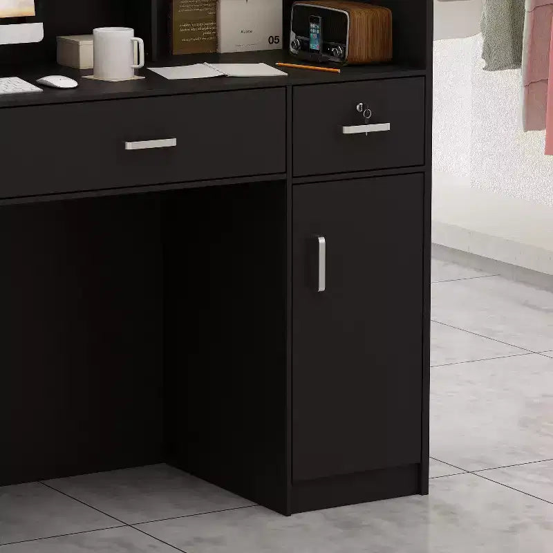 Famapy L-shaped Reception Desk Multifunctional Welcome Desk Workstation