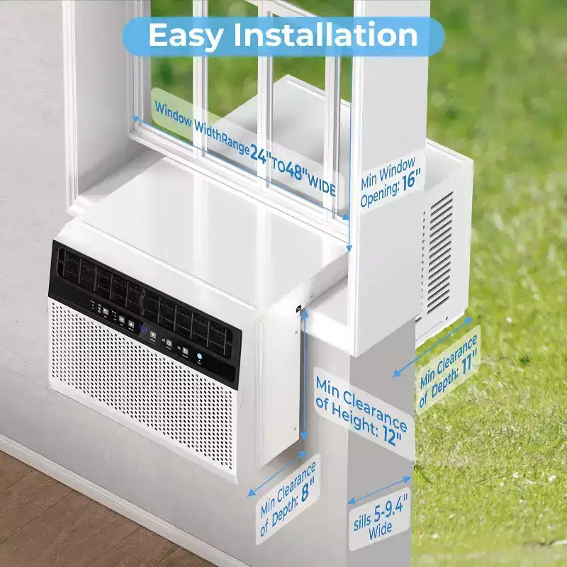ZAFRO 12,000 BTU Window Air Conditioners Cools up to 550 Sq. Ft, U-Shaped Air Condtioner Window Unit with 6 Modes 24H Timer,