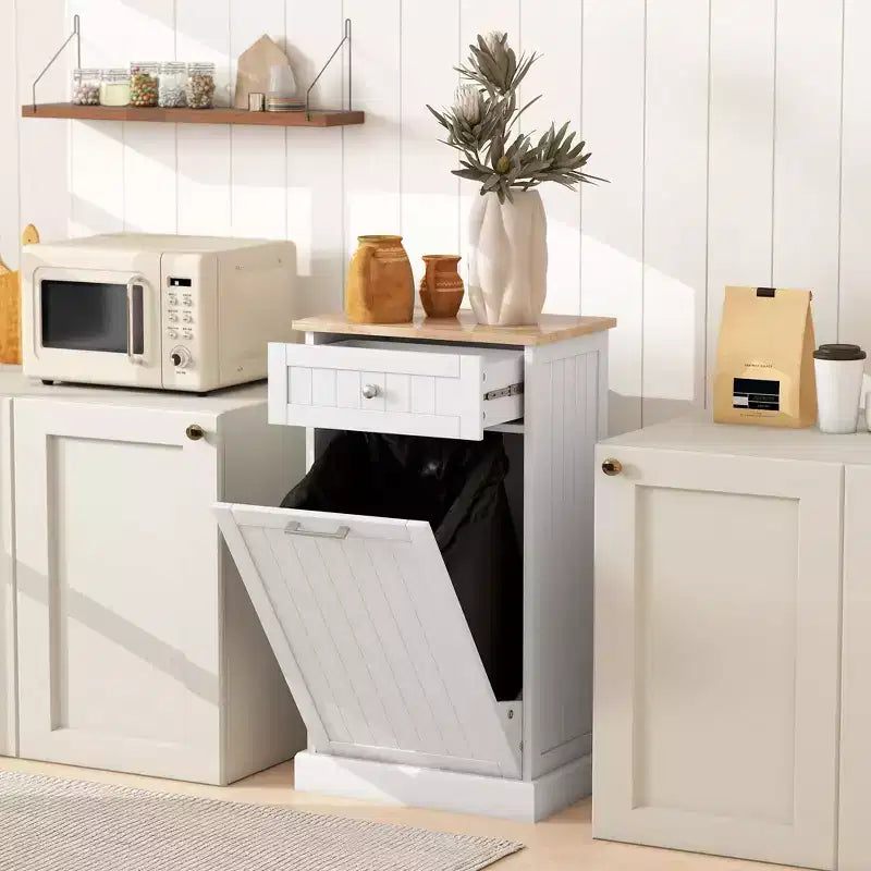 Meuble Poubelle Homcom avec Tiroir Meuble de Tri Sélectif Débout Support de Poubelle Cuisine