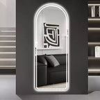 Modern Arched LED Full-Length Vanity Mirror, Dimmable Lights, Standing or Wall-Mounted Mirror for Bedroom, Makeup, Dressing Room-Panipeachy